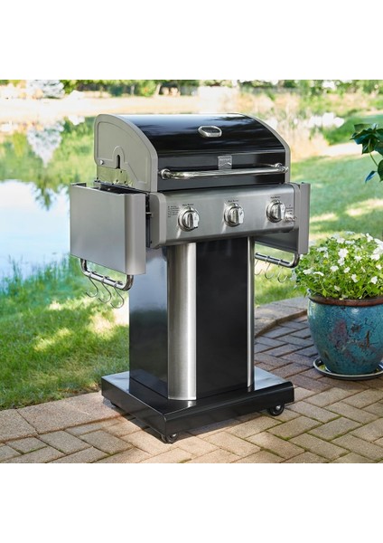 Gazlı Barbekü 3 Ocaklı Siyah - Metal