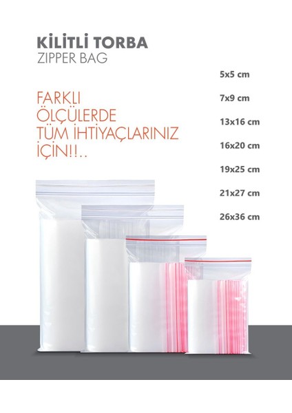 Patlamaz Yırtılmaz Kilitli Naylon Torba 100'lü