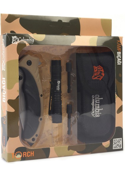 Columbia Company FST-3070-A Paracord El Feneri Magnezyum Çubuğu Kılıflı Kamp Seti Kahverenk indirimleri