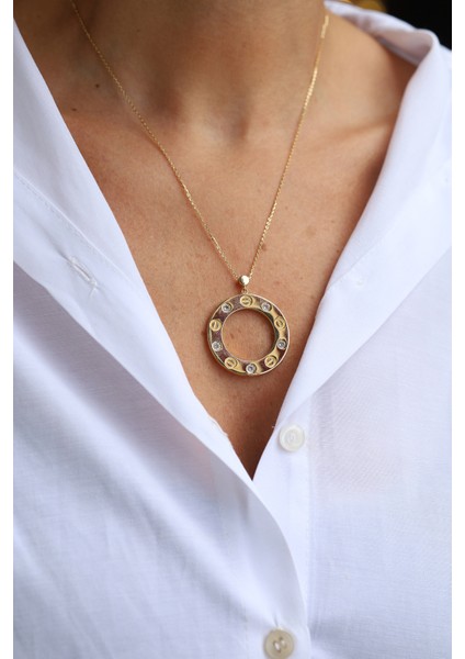 14 Ayar Altın Taşlı Çivi Model Kolye modelleri