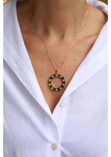 14 Ayar Altın Taşlı Çivi Model Kolye fırsatları