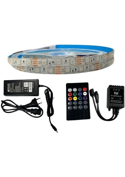 Müzik Modlu Ir Kumandalı Rgb Şerit LED Set 5050 Ledli 3çipli 10METRE Silikonlu