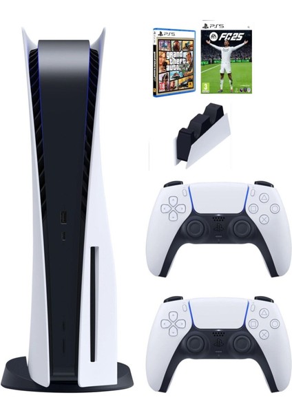 Playstation 5 Standart +2. Kol Dualsense + Şarj Istasyonu + Ps5 FC25 + Ps5 Gta (Ithalatçı Garantili)