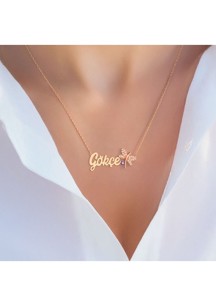 Nazar Mineli Yusufçuk Isimli Rose Gümüş Kolye fiyatları