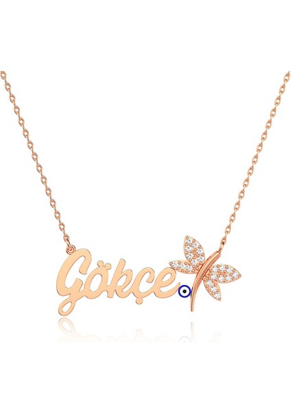 Nazar Mineli Yusufçuk Isimli Rose Gümüş Kolye modelleri