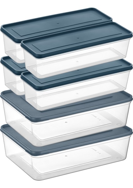 4 Adet 1,3 Litre ve 2 Adet 4 Litre Freshkeep 6lı Buzdolabı Organizer Mikrodalga ve Difrize Uygun Saklama Kabı
