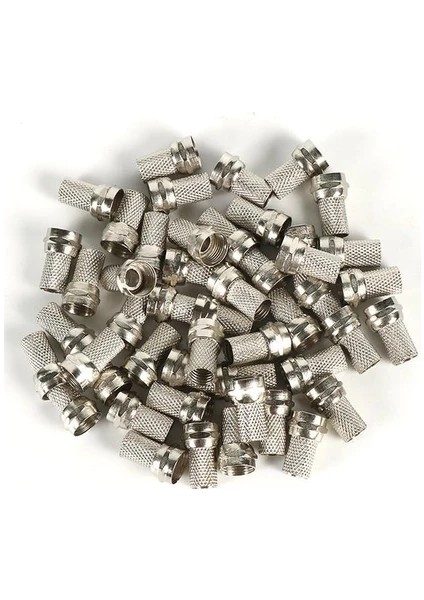 50 Adet F Konnektör Rg6/u4 Uydu Anten Kablosu Jackı Standart 18 mm (Gümüş fiyatları