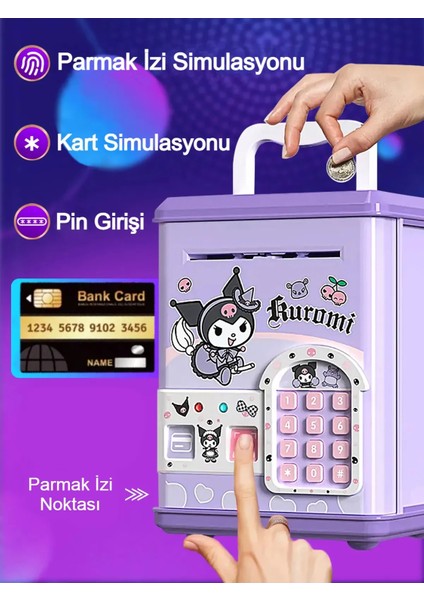 Sanrio Kawaii Kuromi Elektronik Şifreli Kumbara Atm Görünümlü Kumbara Kuromi Atm Kumbara