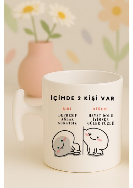 Içimde Iki Kişi Var Yazılı Komik Kupa Bardak, Hammer Kulp
