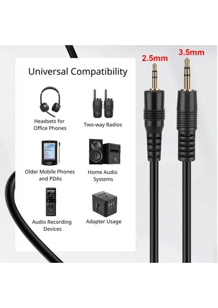 3,5 mm Stereo To 2.5 mm Stereo Audio Ses Kablosu 1.5m modelleri