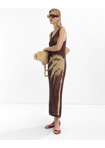 Palmiye Desenli Örme Elbise modelleri