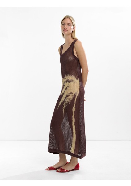 Palmiye Desenli Örme Elbise fırsatları