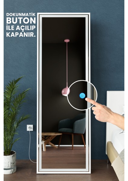 LED Işıklı Boy Aynası Lazer Kumlamalı 60X180 cm modelleri