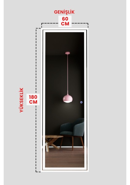 LED Işıklı Boy Aynası Lazer Kumlamalı 60X180 cm indirimleri