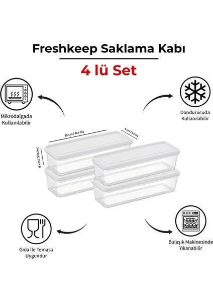 1,3 Litre Freshkeep 4lü Buzdolabı Organizer Mikrodalga ve Difrize Uygun Saklama Kabı