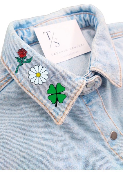 Rozet Metal Broş 3'lü Yonca Papatya Gül Çiçek Dal Yaka Okul Çanta Kıyafet Şapka Takı fiyatları