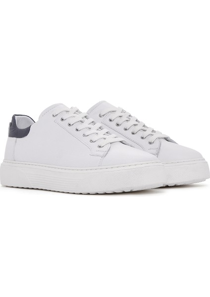 Erkek Beyaz Bağcıklı Kalın Tabanlı Deri Sneaker 25WFD640418 modelleri