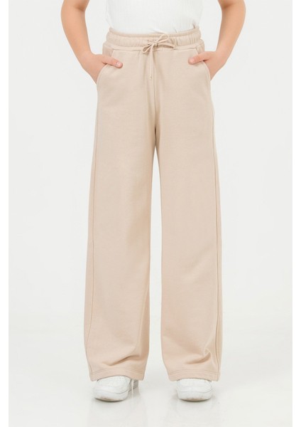 Kız Çocuk Geniş Paça Okul Pantolonu Beli Lastikli Spor Eşofman Altı