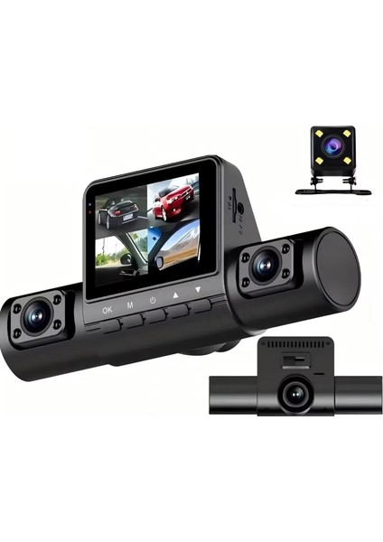 1080P Dash Cam Full Hd Araç Içi Kamera Ön Arka ve Iç Kayıt 4 Kamera Gece Görüşlü G Sensör Geniş Açı indirimleri