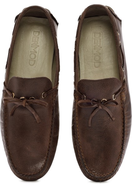Erkek Kahverengi Deri Loafer 25SFD750018