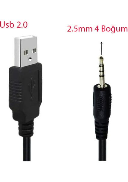USB 2.0 To 2.5mm 4 Boğum Stereo 4 Kutuplu Şarj ve Data Kablosu modelleri