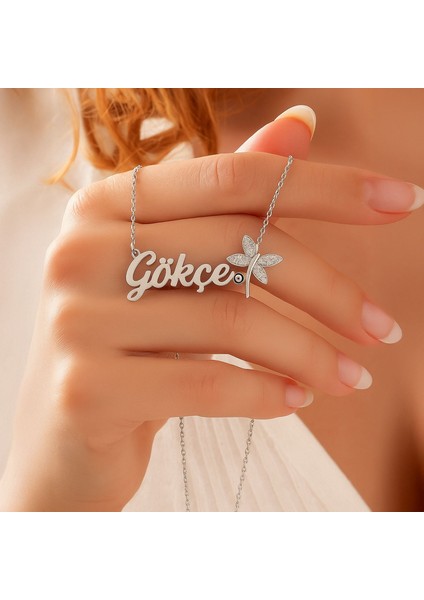 Nazar Mineli Yusufçuk Isimli Beyaz Gümüş Kolye