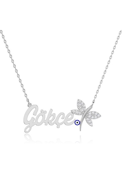 Nazar Mineli Yusufçuk Isimli Beyaz Gümüş Kolye modelleri