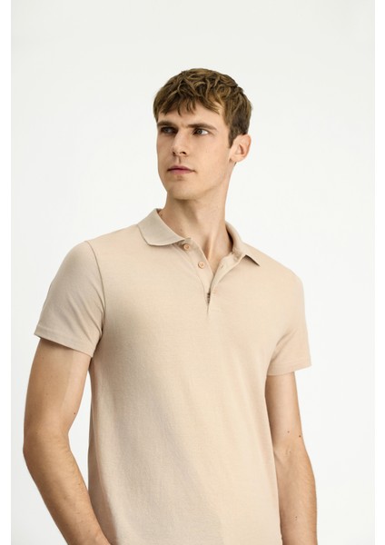 Polo Yaka Regular Fit Nakışlı Pamuklu Tişört