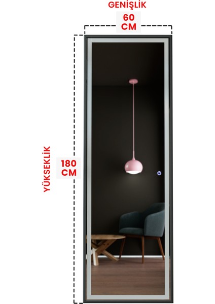 LED Işıklı Boy Aynası Lazer Kumlamalı 60X180 cm indirimleri