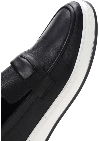 Erkek Siyah Deri Loafer 25SFD680318