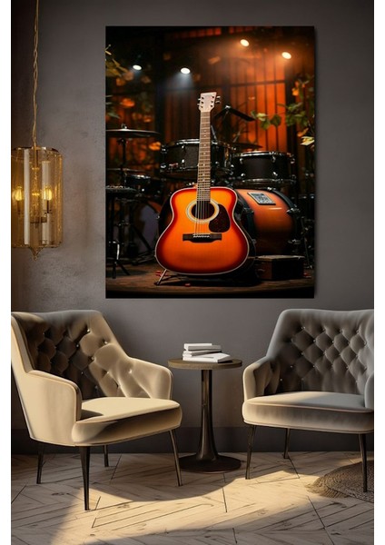 Gitar Kanvas Tablo Ev Duvar Salon Ofis Dükkan Hediyelik Dekarasyon Süsü