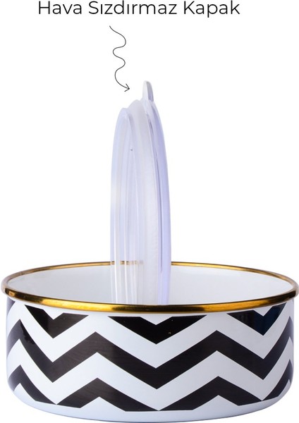 Zigzag Emaye 3lü Saklama Kabı Seti 14 | 16 | 18 cm modelleri