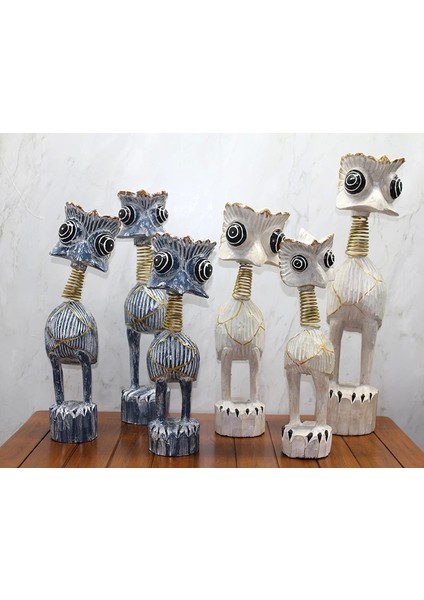 Ahşap 3'lü Deve Kuşu Seti 60 cm