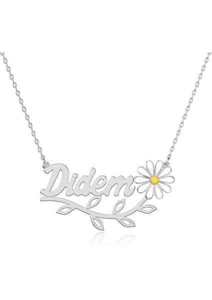 Mineli Papatya Isimli Beyaz Gümüş Kolye modelleri