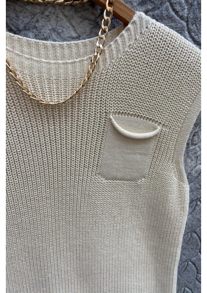 Kadın Ekru %100 Organik Pamuk Salaş Selanik Örgü Triko Süveter 1503 fiyatları