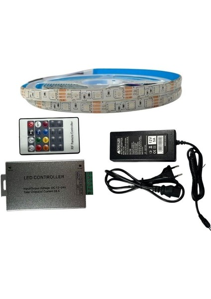 Rf Kumandalı Rgb Şerit LED Set 5050 Ledli 3çipli 10METRE Silikonlu