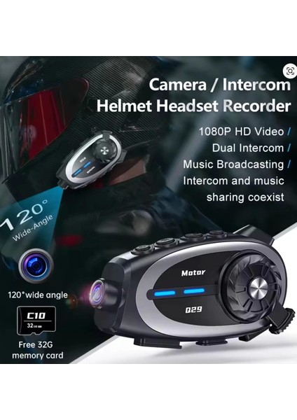 Q29 Motosiklet Kask Bluetooth Kulaklık Eşleşmeli 1080P Kamera Geniş açı Su Geçirmez Intercom modelleri