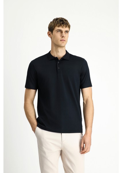 Polo Yaka Regular Fit Nakışlı Pamuklu Tişört