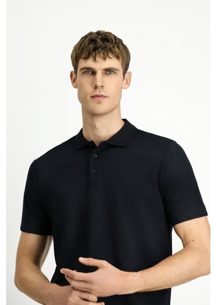 Polo Yaka Regular Fit Nakışlı Pamuklu Tişört