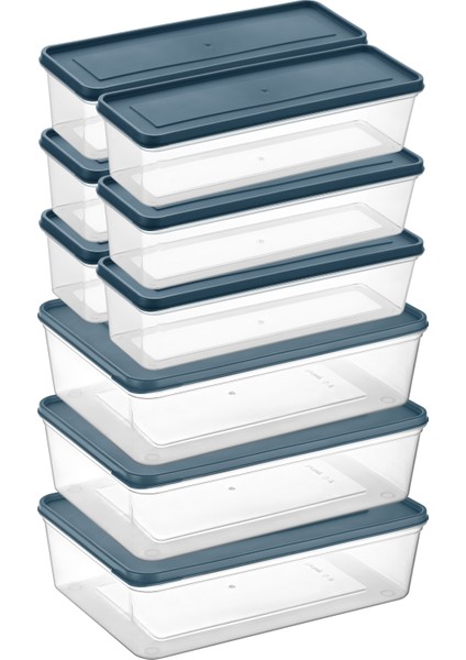 6 Adet 1,3 Litre ve 3 Adet 4 Litre Freshkeep Buzdolabı Organizer Mikrodalga ve Difrize Uygun Saklama Kabı