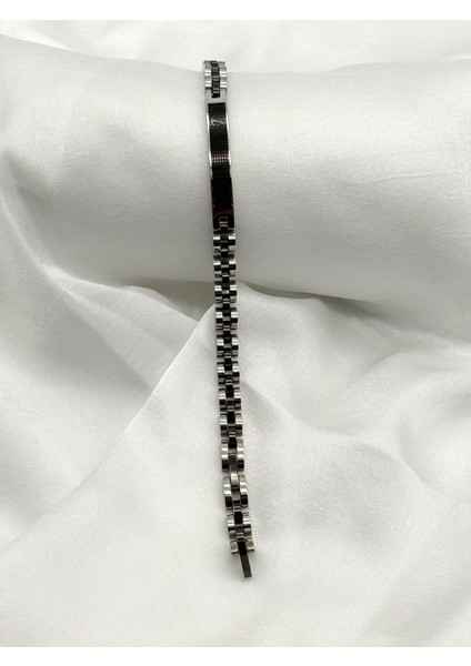 Paslanmaz Çelik Rolex Model Örgü Zincir Erkek Gümüş Siyah Renk fiyatları