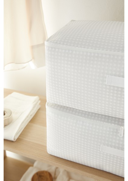4 Adet Orta Boy Gri Pötikare Baza Altı Valiz Düzenleyici Hurç 52 x 28 x 21 cm fırsatları