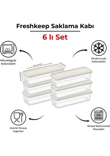 1,3 Litre Freshkeep 6lı Buzdolabı Organizer Mikrodalga ve Difrize Uygun Saklama Kabı