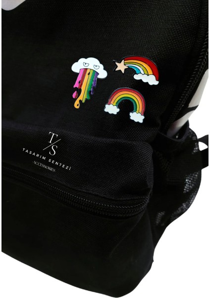 Rozet Metal Broş Gökkuşağı Bulut Yıldız Renkli Yaka Okul Çanta Kıyafet Şapka Takı fiyatları
