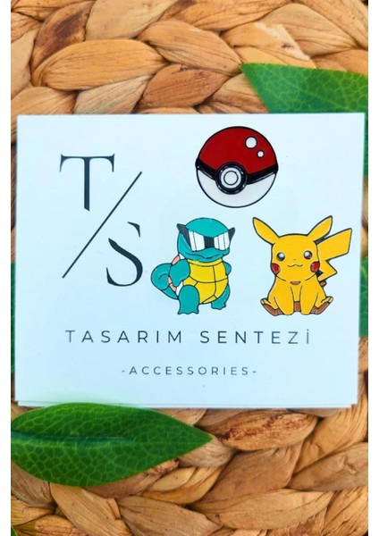 Rozet Metal Broş 3'lü Pokemon Pikachu Squirtle Poke Topu Yaka Okul Çanta Kıyafet Şapka Takı