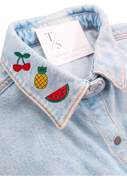 Rozet Metal Broş 3'lü Meyve Karpuz Kiraz Ananas Yaka Okul Çanta Kıyafet Şapka Takı fiyatları