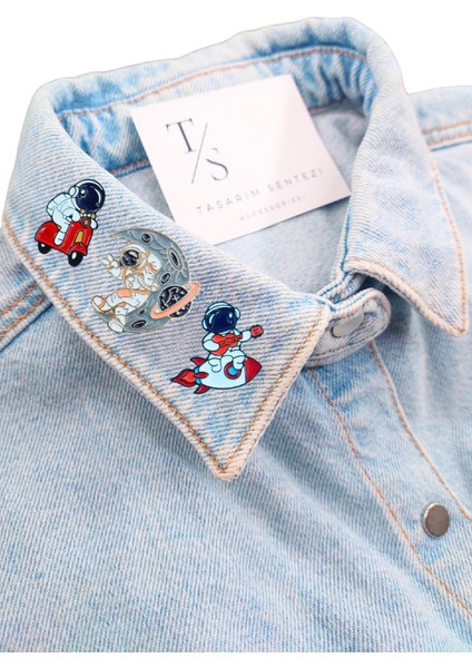 Rozet Metal Broş 3'lü Astronot Gitar Motor Vespa Uzay Roket Yaka Okul Çanta Kıyafet Şapka Takı fiyatları