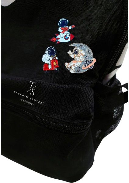 Rozet Metal Broş 3'lü Astronot Gitar Motor Vespa Uzay Roket Yaka Okul Çanta Kıyafet Şapka Takı fırsatları