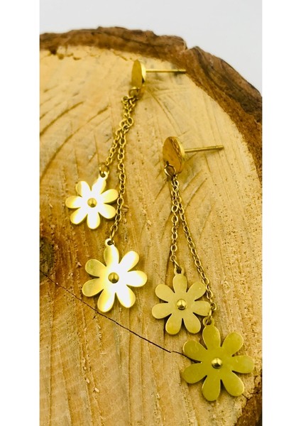 Gold Renk Figürlü Çelik Küpe