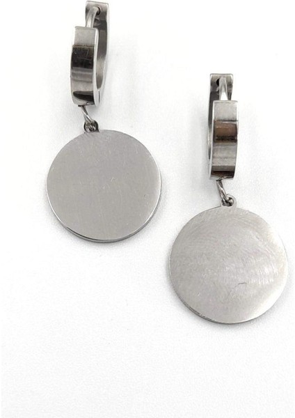 Gümüş Renk Figürlü Çelik Küpe